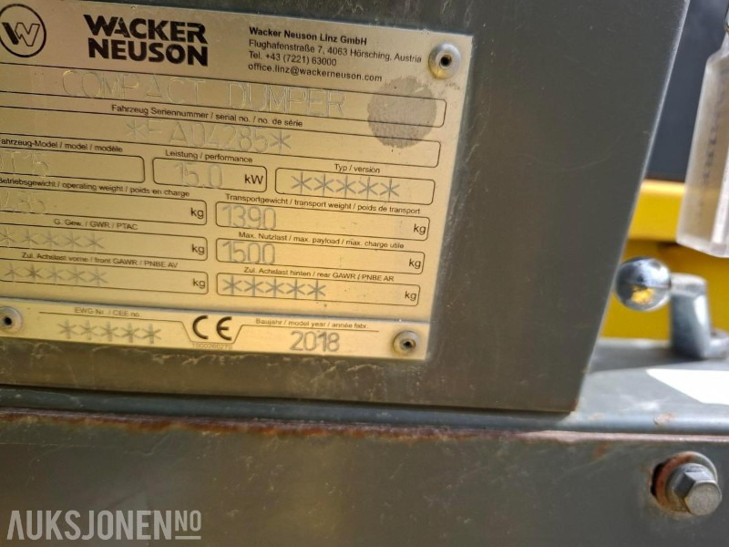 Dampr 2018 Wacker Neuson DT15F Kompaktlaster/Beltedumper: obrázek 6