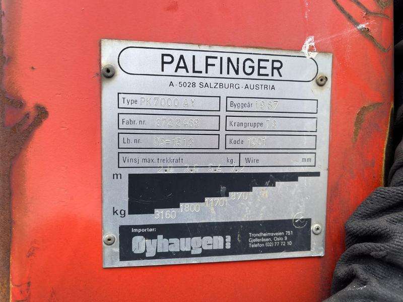 1987 Palfinger PK7000 AY Lastebilkran - Nákladní auto: obrázek 4 1987 Palfinger PK7000 AY Lastebilkran - Nákladní auto: obrázek 4