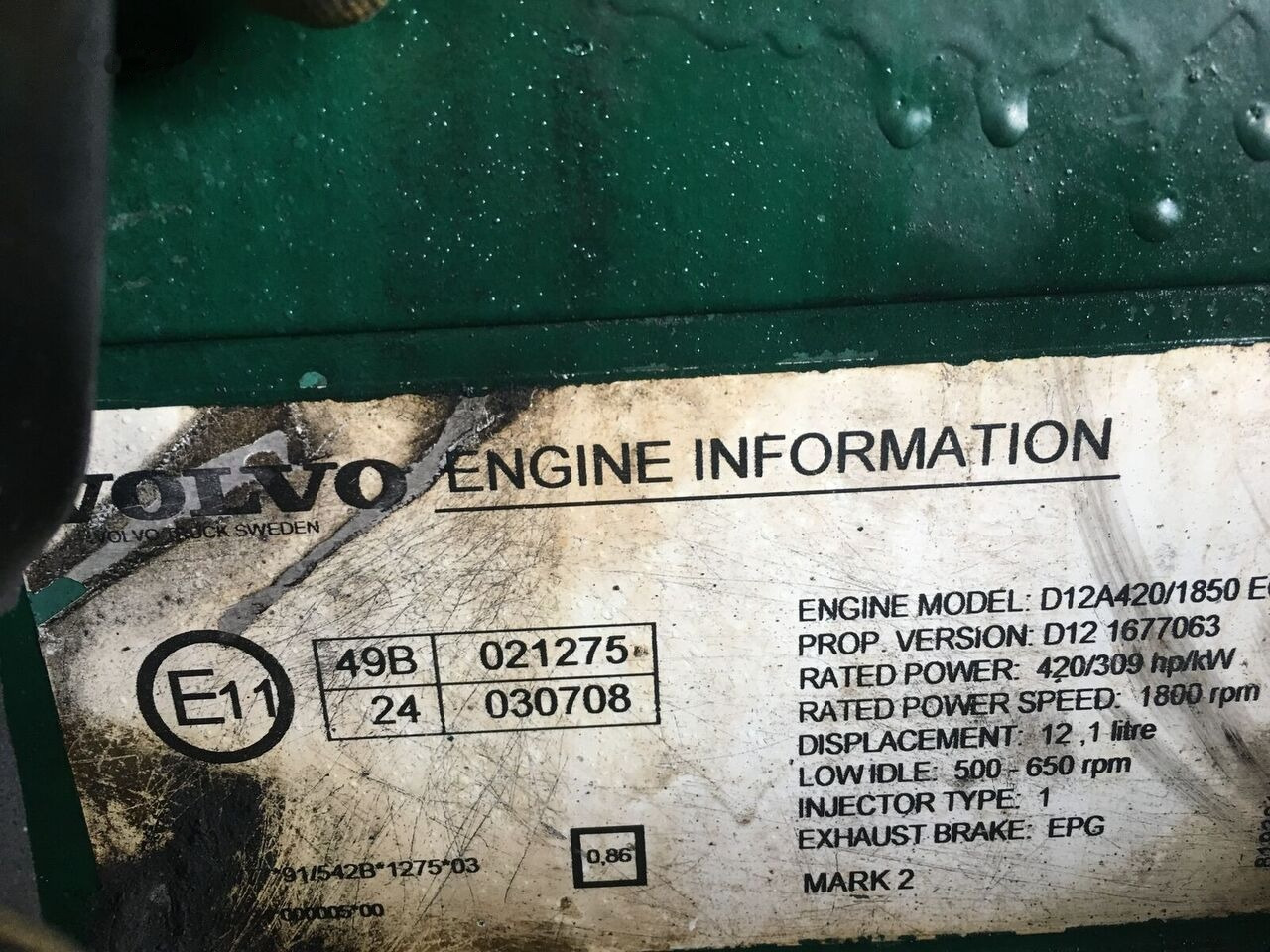 Volvo D12A420/1850 EC96 Volvo FH, FL, A-Series, B - Motor pro Autobus: obrázek 1 Volvo D12A420/1850 EC96 Volvo FH, FL, A-Series, B - Motor pro Autobus: obrázek 1