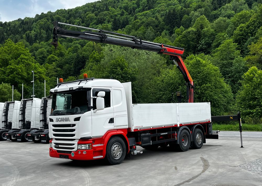 Scania G450 // 6x2// Skrzynia 6.40x2.49 // HDS Palfinger // Oś skrętna podnoszona // - Nákladní automobil valníkový/ Plošinový, Auto s hydraulickou rukou: obrázek 1 Scania G450 // 6x2// Skrzynia 6.40x2.49 // HDS Palfinger // Oś skrętna podnoszona // - Nákladní automobil valníkový/ Plošinový, Auto s hydraulickou rukou: obrázek 1