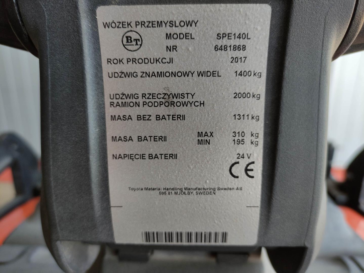BT SPE140 L - Stohovací vozík: obrázek 5 BT SPE140 L - Stohovací vozík: obrázek 5