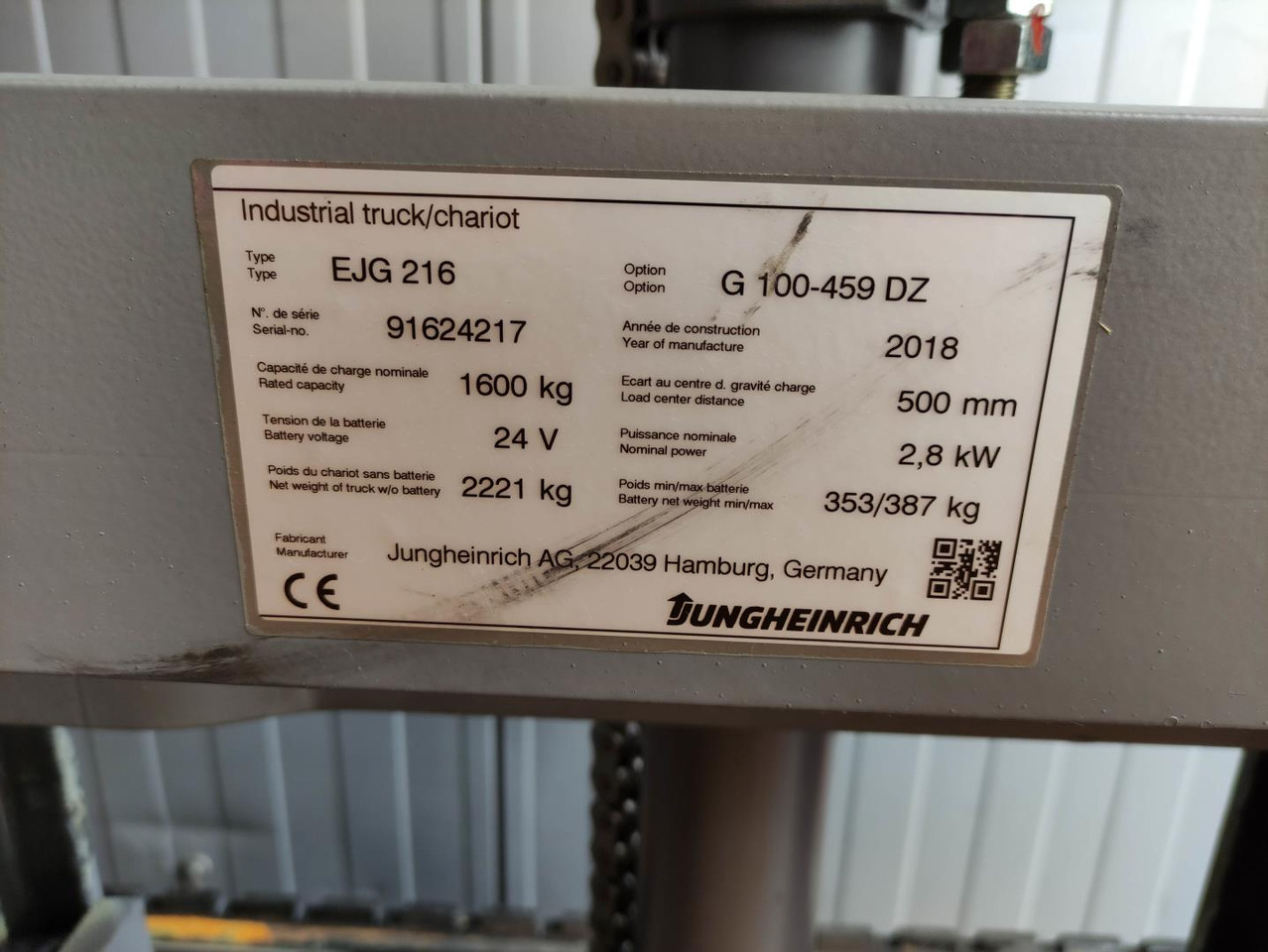 Stohovací vozík Jungheinrich EJG216: obrázek 6