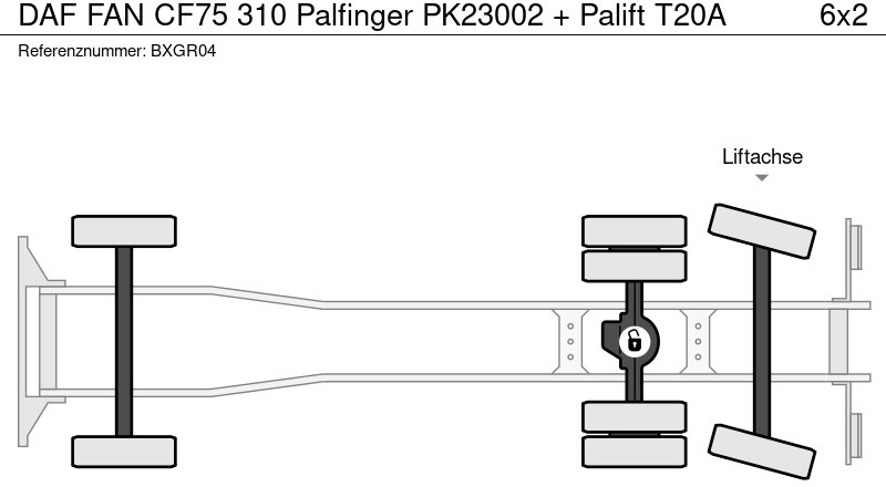 Hákový nosič kontejnerů, Auto s hydraulickou rukou DAF FAN CF75 310 Palfinger PK23002 + Palift T20A: obrázek 14