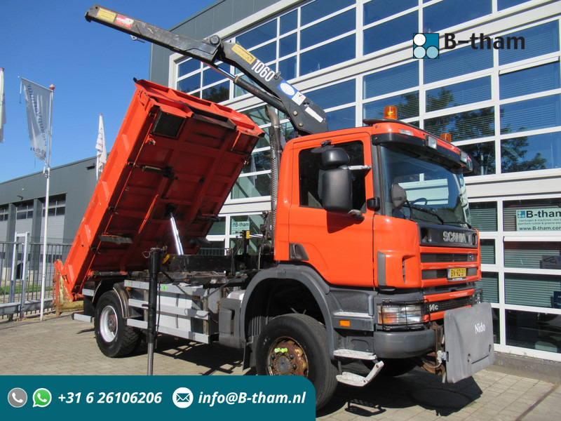 Scania P 114 CB 4x4 HZ 340 3-W. Tipper - 3-S. Kipper + HMF 1063 Crane Kran - Sklápěč, Auto s hydraulickou rukou: obrázek 1 Scania P 114 CB 4x4 HZ 340 3-W. Tipper - 3-S. Kipper + HMF 1063 Crane Kran - Sklápěč, Auto s hydraulickou rukou: obrázek 1