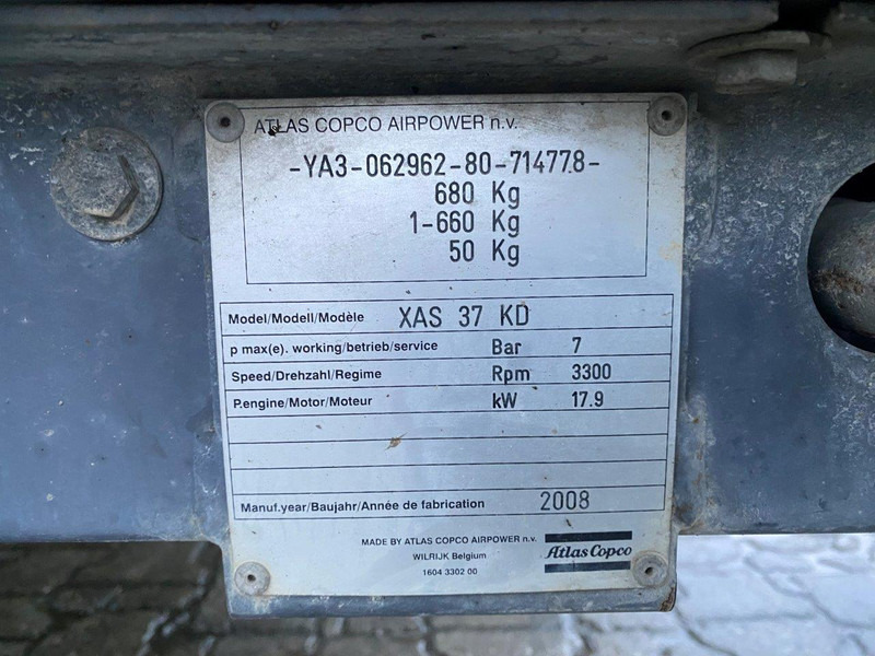 Atlas-Copco XAS 37 kd NVT - Mobilní kompresor: obrázek 5 Atlas-Copco XAS 37 kd NVT - Mobilní kompresor: obrázek 5