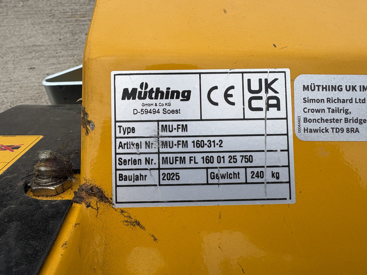 Muthing MU-FM160 JD Outfront Flail Mower Demo - Kladívkový mulčovač: obrázek 4 Muthing MU-FM160 JD Outfront Flail Mower Demo - Kladívkový mulčovač: obrázek 4