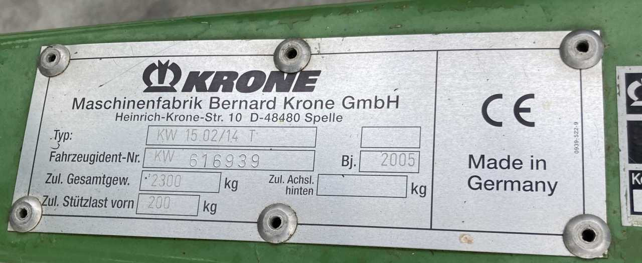 Krone KW 15.02/14 schudder weidebouwmachines - Obraceč/ Shrnovač: obrázek 4 Krone KW 15.02/14 schudder weidebouwmachines - Obraceč/ Shrnovač: obrázek 4