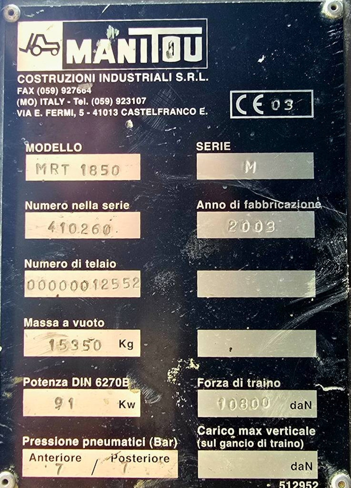 Teleskopický manipulátor Manitou MRT 1850 M: obrázek 9