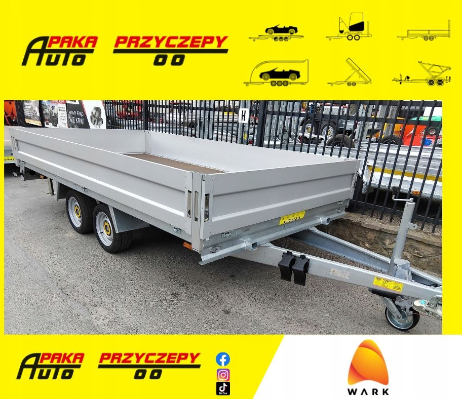 Platforma przyczepa 4x2 WARK dmc 2700 + burty / Platform trailer 4x2 WARK GVW 2700 + sides - Přívěs plato/ Valník: obrázek 1 Platforma przyczepa 4x2 WARK dmc 2700 + burty / Platform trailer 4x2 WARK GVW 2700 + sides - Přívěs plato/ Valník: obrázek 1