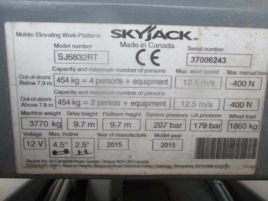 Nůžková plošina SkyJack SJ 6832 RT: obrázek 10