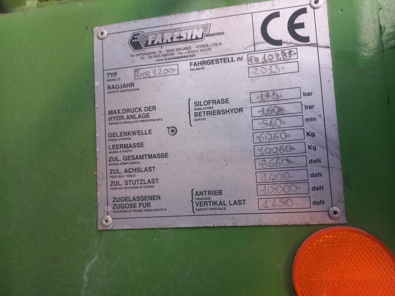 FARESIN TMR 1200 TEHNOLOGICAL TRAILER - Krmný míchací vůz: obrázek 5 FARESIN TMR 1200 TEHNOLOGICAL TRAILER - Krmný míchací vůz: obrázek 5