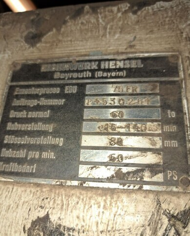Epäkeskopuristin 60 tn Eisenwerk Hensel - Kovoobráběcí stroj: obrázek 5 Epäkeskopuristin 60 tn Eisenwerk Hensel - Kovoobráběcí stroj: obrázek 5