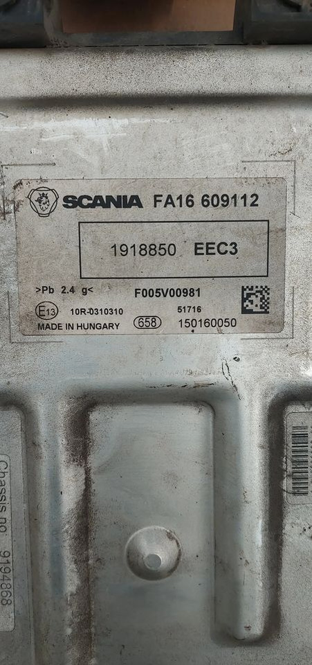 SCANIA EURO 6 STEROWNIK KOMPUTER EEC3 ADBLUE 16609112 - Řídicí blok pro Nákladní auto: obrázek 1 SCANIA EURO 6 STEROWNIK KOMPUTER EEC3 ADBLUE 16609112 - Řídicí blok pro Nákladní auto: obrázek 1
