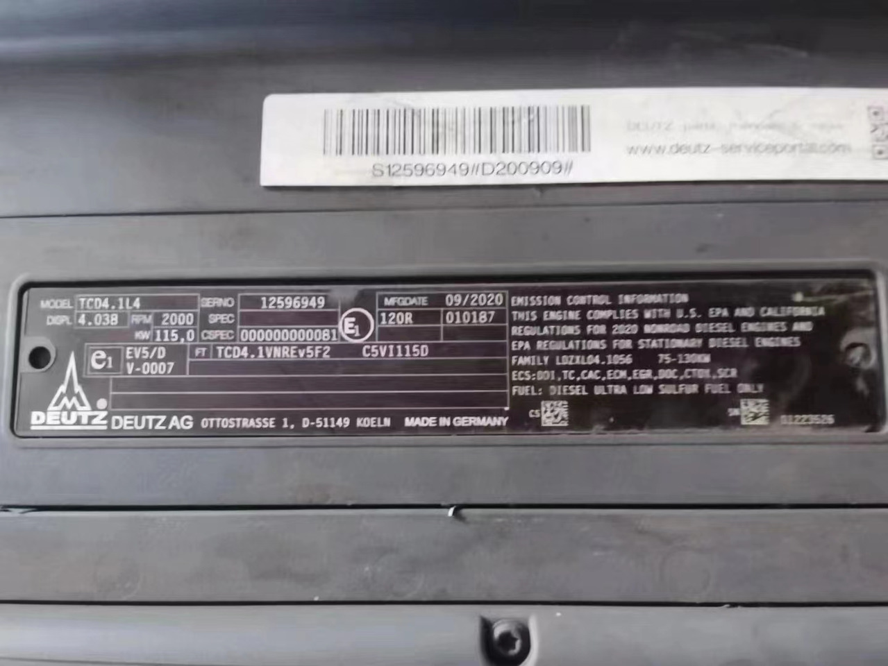 DEUTZ TCD41L4 - Motor pro Rýpadlo: obrázek 3 DEUTZ TCD41L4 - Motor pro Rýpadlo: obrázek 3