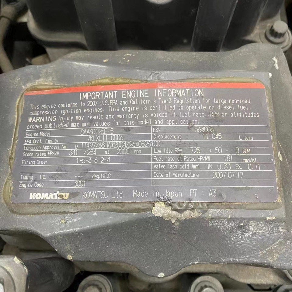 KOMATSU SAA6D125E-5 - Motor pro Rýpadlo: obrázek 5 KOMATSU SAA6D125E-5 - Motor pro Rýpadlo: obrázek 5