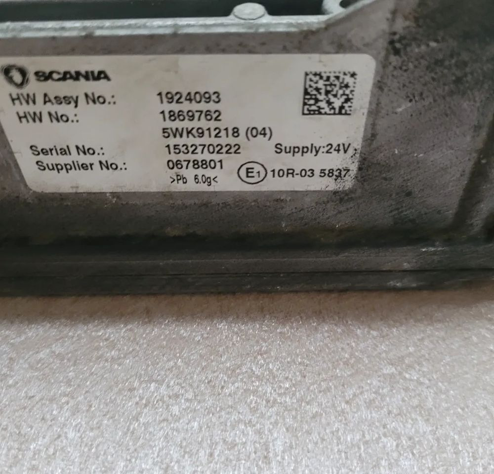 KOMPUTER SILNIKA SCANIA DC16 102 1924093/1869762 - Řídicí blok pro Nákladní auto: obrázek 3 KOMPUTER SILNIKA SCANIA DC16 102 1924093/1869762 - Řídicí blok pro Nákladní auto: obrázek 3