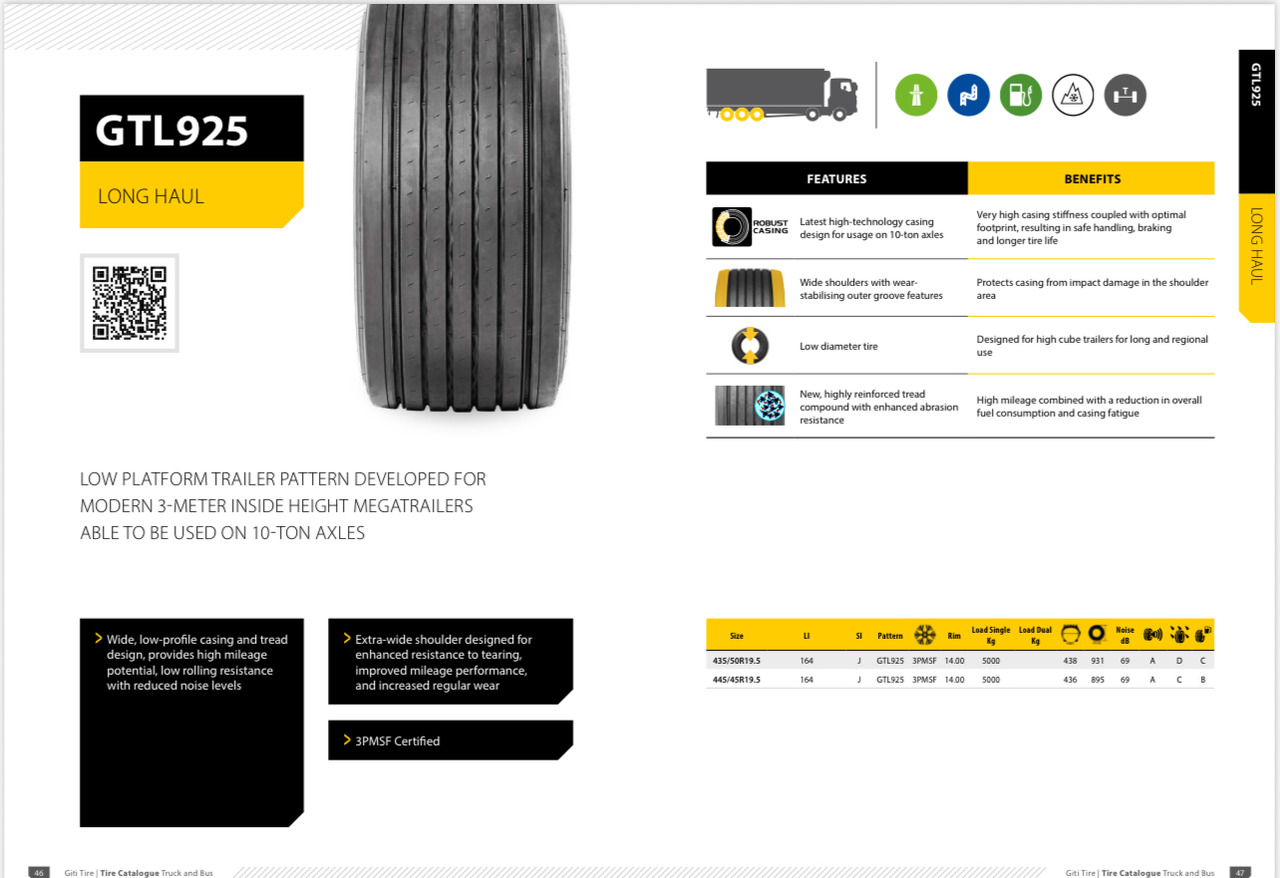 GITI 435 / 50 R 22,5 - Pneumatiky pro Přívěs: obrázek 1 GITI 435 / 50 R 22,5 - Pneumatiky pro Přívěs: obrázek 1