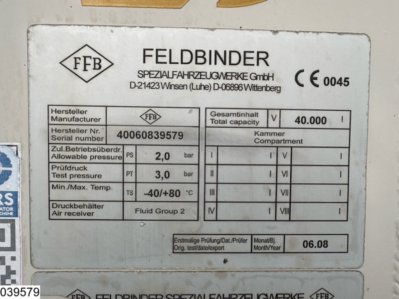 Feldbinder Silo 40.000 Liter, 3 Comp - Cisternový návěs: obrázek 4 Feldbinder Silo 40.000 Liter, 3 Comp - Cisternový návěs: obrázek 4