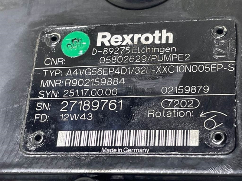 Bomag -Rexroth A4VG56EP4D1/32L-Drive pump/Fahrpumpe - Hydraulika pro Stavební technika: obrázek 4 Bomag -Rexroth A4VG56EP4D1/32L-Drive pump/Fahrpumpe - Hydraulika pro Stavební technika: obrázek 4