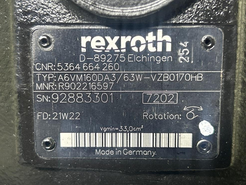 Terex TL160-Rexroth A6VM160DA3/63W-Drive motor/Fahrmotor - Hydraulika pro Stavební technika: obrázek 5 Terex TL160-Rexroth A6VM160DA3/63W-Drive motor/Fahrmotor - Hydraulika pro Stavební technika: obrázek 5