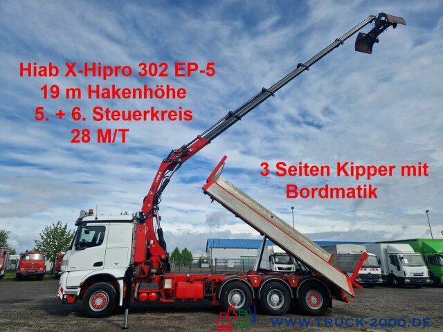 Mercedes-Benz Arocs 3251 8x4 Hiab 302 EP-5 28M/T 19mHakenhöhe - Sklápěč, Auto s hydraulickou rukou: obrázek 1 Mercedes-Benz Arocs 3251 8x4 Hiab 302 EP-5 28M/T 19mHakenhöhe - Sklápěč, Auto s hydraulickou rukou: obrázek 1
