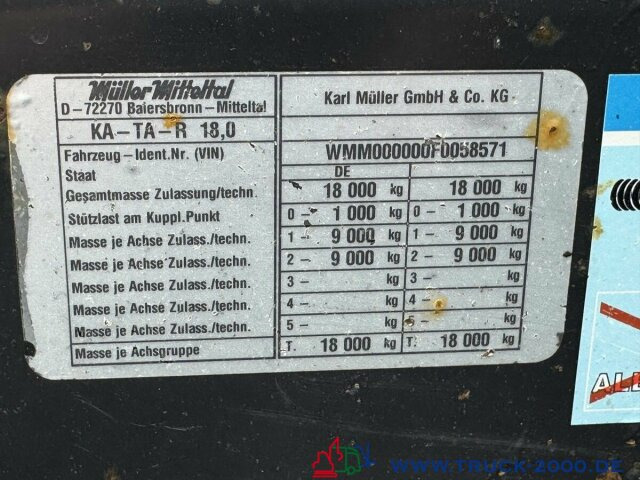 Müller-Mitteltal KA-TA- R 18,0 Tandem 3 Seitenkipper NL 13.500kg - Sklápěcí přívěs: obrázek 4 Müller-Mitteltal KA-TA- R 18,0 Tandem 3 Seitenkipper NL 13.500kg - Sklápěcí přívěs: obrázek 4
