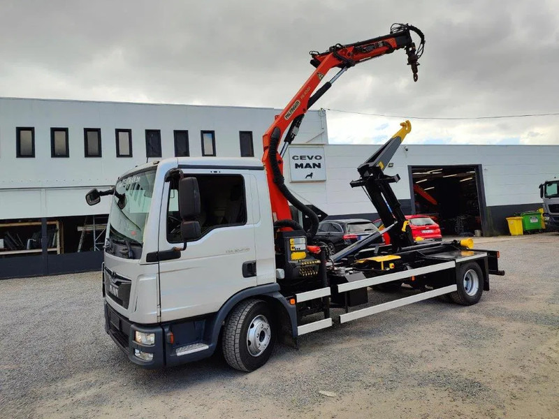 MAN TGL 12.250 Containersysteem Jimeca met kraan Palfinger PK4501 - Hákový nosič kontejnerů, Auto s hydraulickou rukou: obrázek 1 MAN TGL 12.250 Containersysteem Jimeca met kraan Palfinger PK4501 - Hákový nosič kontejnerů, Auto s hydraulickou rukou: obrázek 1