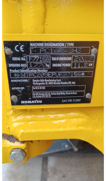 Komatsu PC16R-3HS - Mini rýpadlo: obrázek 2 Komatsu PC16R-3HS - Mini rýpadlo: obrázek 2