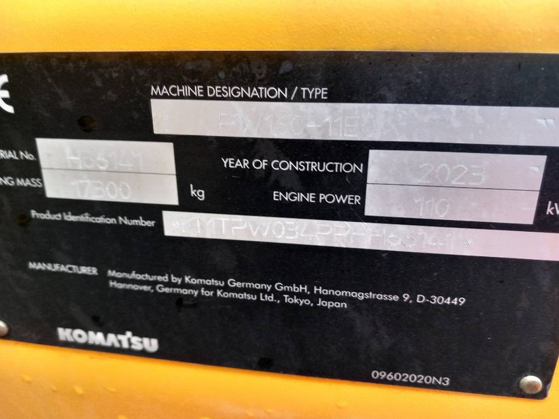 Komatsu PW160-11E0 - Kolesové rýpadlo: obrázek 4 Komatsu PW160-11E0 - Kolesové rýpadlo: obrázek 4