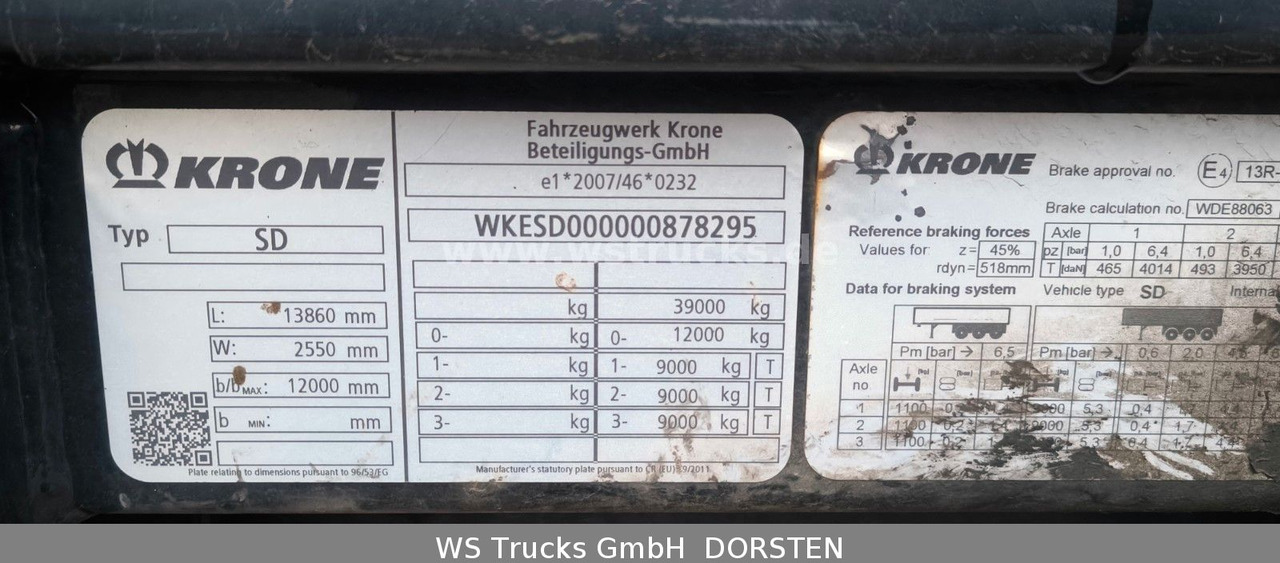 Krone SD 27 Planauflieger mit Edscha | ABS, EBS, XL - Plachtový návěs: obrázek 3 Krone SD 27 Planauflieger mit Edscha | ABS, EBS, XL - Plachtový návěs: obrázek 3