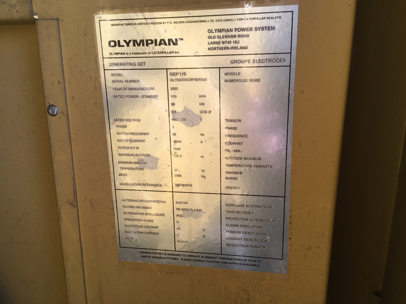Caterpillar OLYMPIAN GEP110 GENERATOR 110KVA USED - Elektrický generátor: obrázek 4 Caterpillar OLYMPIAN GEP110 GENERATOR 110KVA USED - Elektrický generátor: obrázek 4
