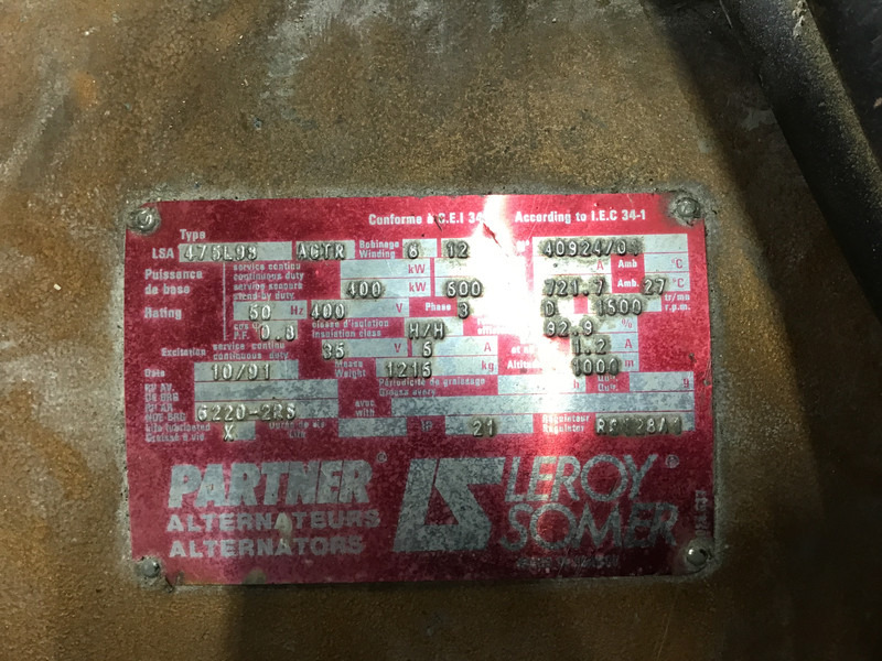 Cummins KTA19-G3 GENERATOR 500KVA USED - Elektrický generátor: obrázek 5 Cummins KTA19-G3 GENERATOR 500KVA USED - Elektrický generátor: obrázek 5