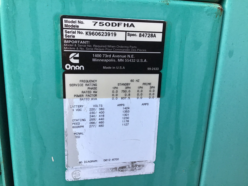 Cummins QST30-G2 GENERATOR 937,5KVA USED - Elektrický generátor: obrázek 5 Cummins QST30-G2 GENERATOR 937,5KVA USED - Elektrický generátor: obrázek 5
