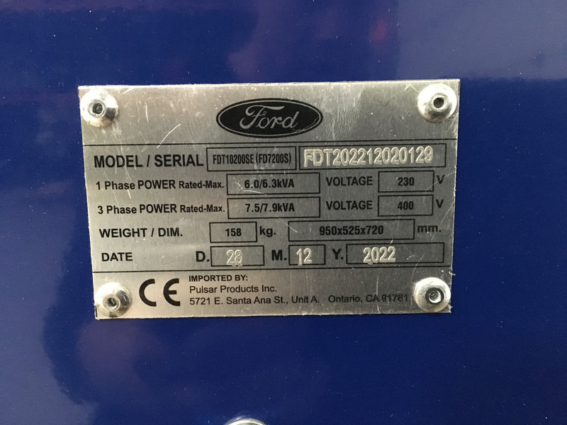 Ford FDT10200SE GENERATOR 7.9KVA NEW - Elektrický generátor: obrázek 5 Ford FDT10200SE GENERATOR 7.9KVA NEW - Elektrický generátor: obrázek 5