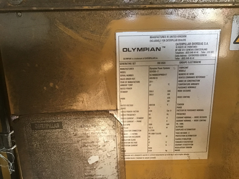 Perkins OLYMPIAN GEH250 GENERATOR 250KVA USED - Elektrický generátor: obrázek 3 Perkins OLYMPIAN GEH250 GENERATOR 250KVA USED - Elektrický generátor: obrázek 3