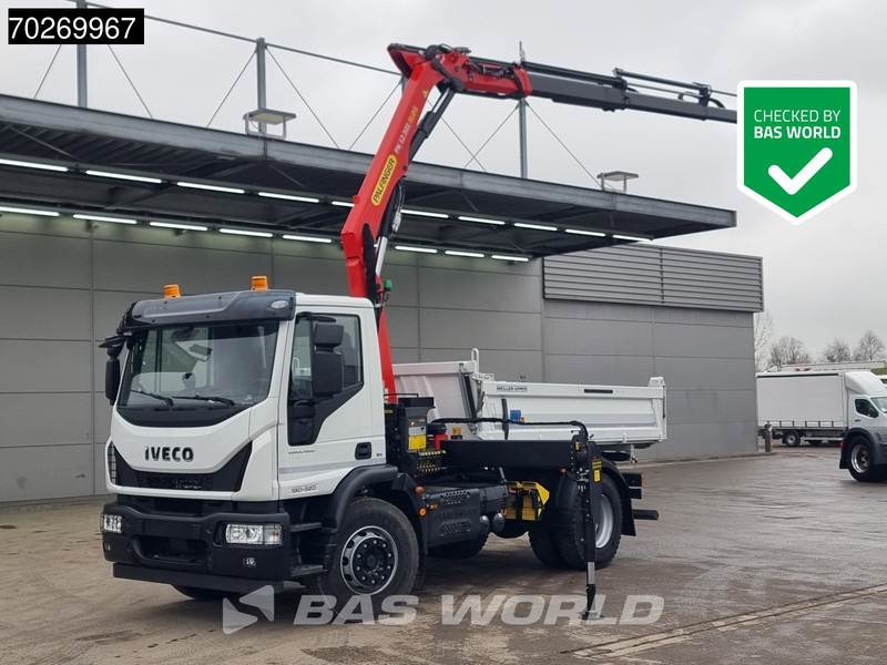 Iveco Eurocargo 180E320 4X2 Steelsuspension 3-Seiten Palfinger PK12.501 Euro 6 - Sklápěč, Auto s hydraulickou rukou: obrázek 1 Iveco Eurocargo 180E320 4X2 Steelsuspension 3-Seiten Palfinger PK12.501 Euro 6 - Sklápěč, Auto s hydraulickou rukou: obrázek 1