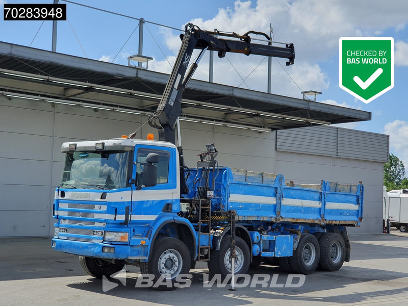 Scania G420 8X4 15m3 tipper Hiab 144 Crane Steelsuspension Manual Big-Axle Euro 3 - Sklápěč, Auto s hydraulickou rukou: obrázek 1 Scania G420 8X4 15m3 tipper Hiab 144 Crane Steelsuspension Manual Big-Axle Euro 3 - Sklápěč, Auto s hydraulickou rukou: obrázek 1