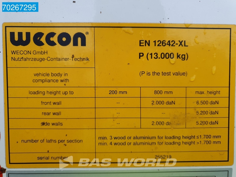 Plachtová nástavba Wecon WPR 715 SG 8X2 Durchladesysteem 20FT / BDF / Wecon / BDF Swap Body: obrázek 13