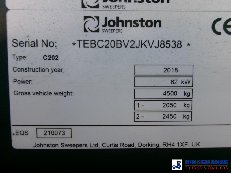Zametací vůz Johnston C202 compact street sweeper: obrázek 14