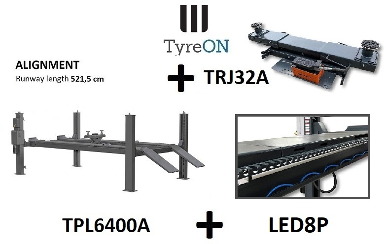 4 post alignment lift 6.4T runways 5.2m + axle jack + led runway lights - Vybavení garáže/ Dílny: obrázek 1 4 post alignment lift 6.4T runways 5.2m + axle jack + led runway lights - Vybavení garáže/ Dílny: obrázek 1