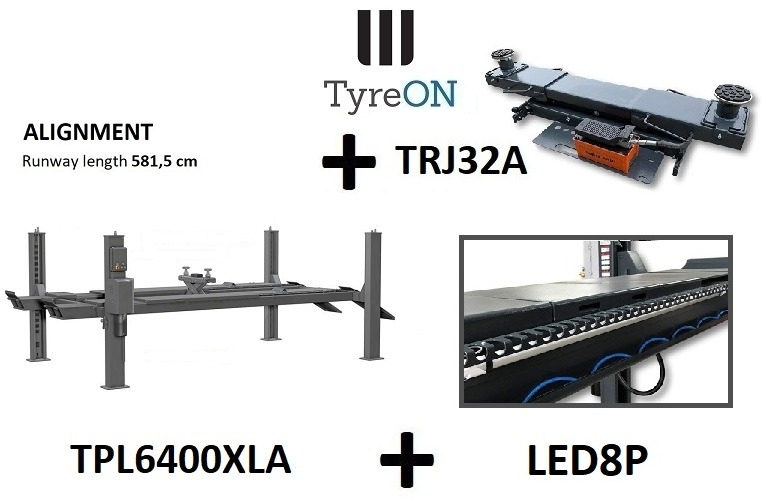 4 post alignment lift 6.4T runways 5.8m + air hydraulic axle jack + runway lights - Vybavení garáže/ Dílny: obrázek 1 4 post alignment lift 6.4T runways 5.8m + air hydraulic axle jack + runway lights - Vybavení garáže/ Dílny: obrázek 1