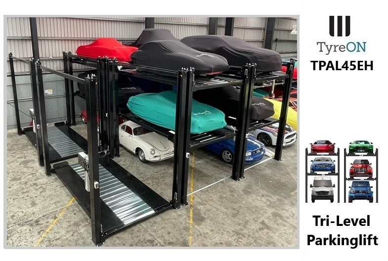 TPAL45EH 4 post car stacker lift - Three level parking lift 3 cars on each- Electrically unlocked - Close fitting platforms - 15 cm ramp height - Autostacker 2500kg + 2000kg - Vybavení garáže/ Dílny: obrázek 2 TPAL45EH 4 post car stacker lift - Three level parking lift 3 cars on each- Electrically unlocked - Close fitting platforms - 15 cm ramp height - Autostacker 2500kg + 2000kg - Vybavení garáže/ Dílny: obrázek 2