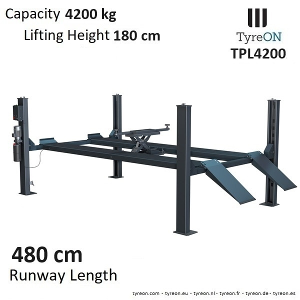 TPL4200 4 post lift - 4.8 meter flat runways - 4.2T - Vybavení garáže/ Dílny: obrázek 1 TPL4200 4 post lift - 4.8 meter flat runways - 4.2T - Vybavení garáže/ Dílny: obrázek 1