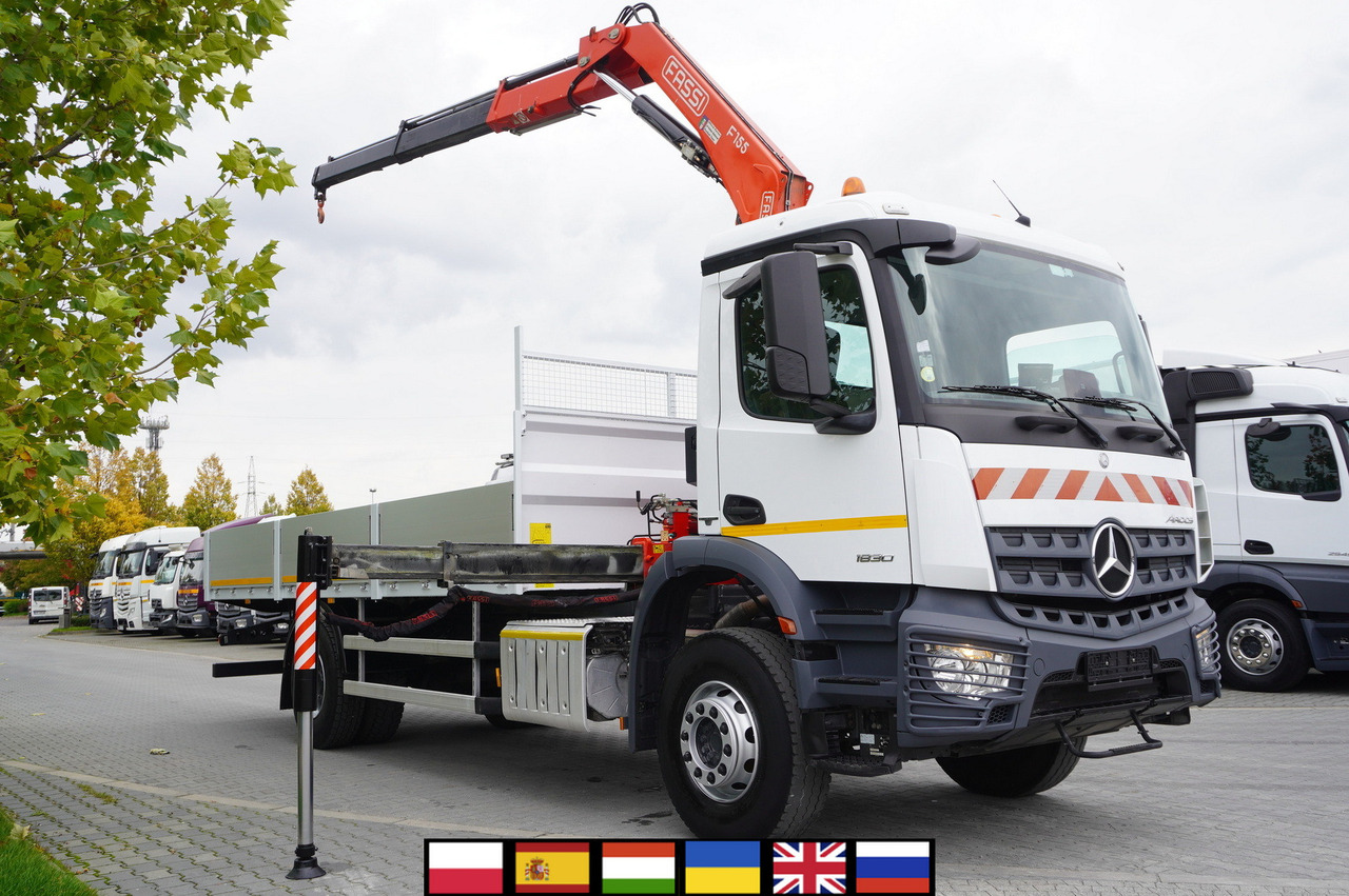 MERCEDES-BENZ Arocs 1830 / Flatbed 16 EPAL / HDS Fassi 155 / Reach 8 m / Load capacity 6160 kg - Nákladní automobil valníkový/ Plošinový, Auto s hydraulickou rukou: obrázek 1 MERCEDES-BENZ Arocs 1830 / Flatbed 16 EPAL / HDS Fassi 155 / Reach 8 m / Load capacity 6160 kg - Nákladní automobil valníkový/ Plošinový, Auto s hydraulickou rukou: obrázek 1