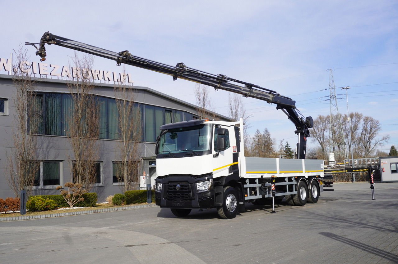 RENAULT C430 / HIAB 244 EP-5 HIDUO crane 8400 kg 15 m / Platform with stanchions - Vyvážecí přívěs: obrázek 1 RENAULT C430 / HIAB 244 EP-5 HIDUO crane 8400 kg 15 m / Platform with stanchions - Vyvážecí přívěs: obrázek 1