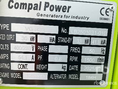 COMPAL VG-R30 41 kVA (Unused) - Elektrický generátor: obrázek 5 COMPAL VG-R30 41 kVA (Unused) - Elektrický generátor: obrázek 5
