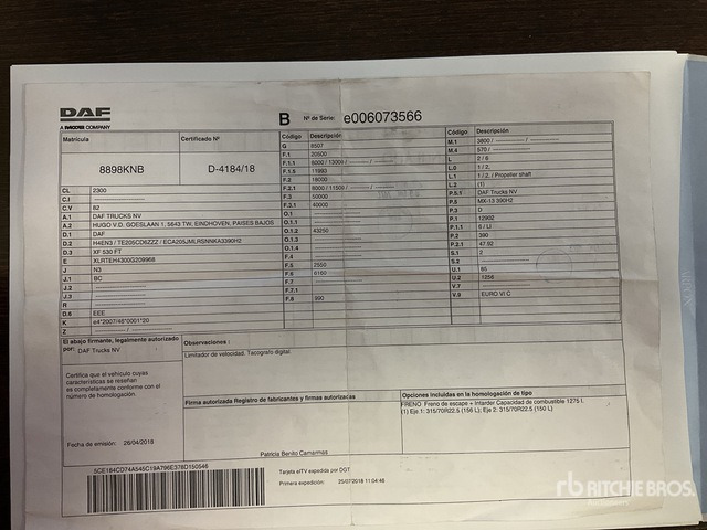 2018 DAF XF530FT 4x2 S/A Sleeper Truck Tractor - Tahač: obrázek 3 2018 DAF XF530FT 4x2 S/A Sleeper Truck Tractor - Tahač: obrázek 3