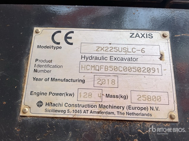 2018 Hitachi ZX225USLC-6 Tracked Excavator - Pásové rýpadlo: obrázek 1 2018 Hitachi ZX225USLC-6 Tracked Excavator - Pásové rýpadlo: obrázek 1