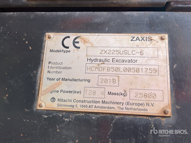 2018 Hitachi ZX225USLC-6 Tracked Excavator - Pásové rýpadlo: obrázek 3 2018 Hitachi ZX225USLC-6 Tracked Excavator - Pásové rýpadlo: obrázek 3