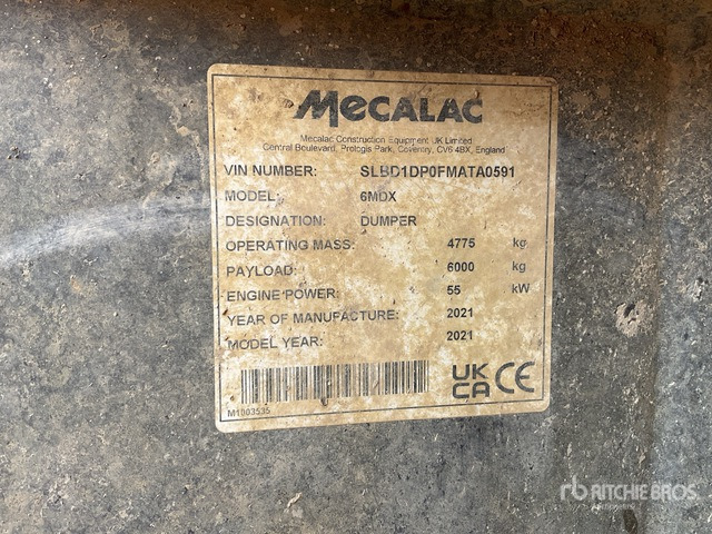 2021 Mecalac 6MDX Cabbed 6 Ton Dumper - Dampr: obrázek 2 2021 Mecalac 6MDX Cabbed 6 Ton Dumper - Dampr: obrázek 2